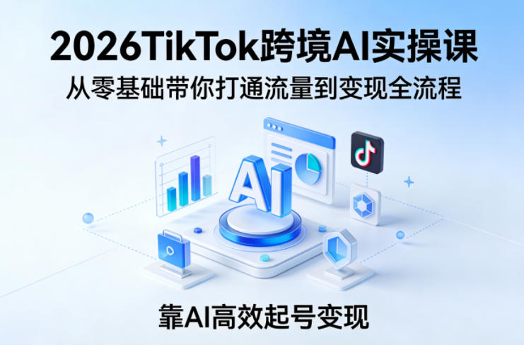 2026TikTok跨境AI实操课,从零基础带你打通流量到变现全流程,靠AI高效起号变现-专注互联网轻创业轻推网创