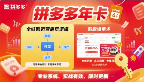 拼多多年卡,拼多多全链路运营底层逻辑,超级爆单术【更新26年3月29日】-专注互联网轻创业轻推网创