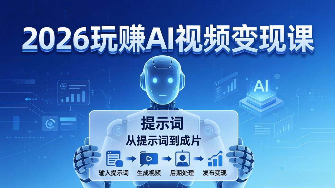 2026玩赚AI视频变现课:掌握 AI 视频全流程技能,从提示词到成片高效产出-专注互联网轻创业轻推网创