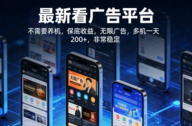 最新看广告平台,不需要养机,保底收益,无限广告,多机一天200+,非常稳定【揭秘】-专注互联网轻创业轻推网创