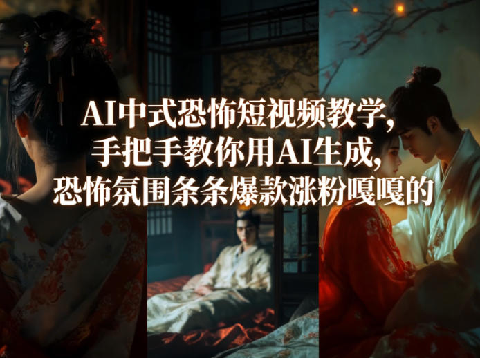 AI中式恐怖短视频教学，手把手教你用AI生成，恐怖氛围条条爆款涨粉嘎嘎的-专注互联网轻创业轻推网创