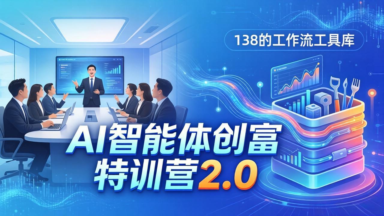 AI智能体创富训练营2.0：3天闭门直播+视频课+工具库，从0到1搭建智能体附138个工作流-专注互联网轻创业轻推网创