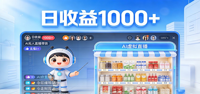 不用露脸不用说话，24小时自动卖货赚钱，全天自动直播，收益看得见-专注互联网轻创业轻推网创