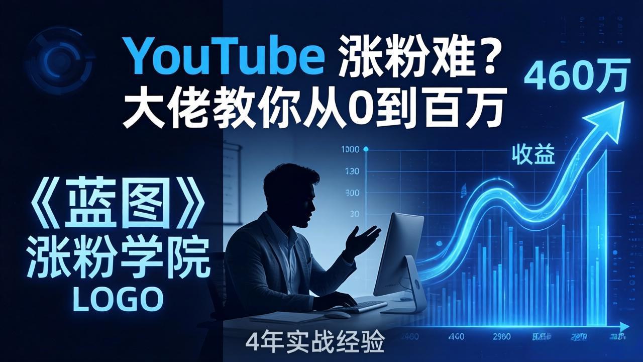 YouTube 涨粉难？《蓝图涨粉学院》：4 年赚 460 万的大佬教策略，从0到百万有路径！-专注互联网轻创业轻推网创