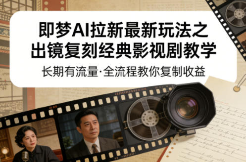 即梦AI拉新最新玩法之出镜复刻经典影视剧教学，长期有流量，全流程教你复制收益-专注互联网轻创业轻推网创
