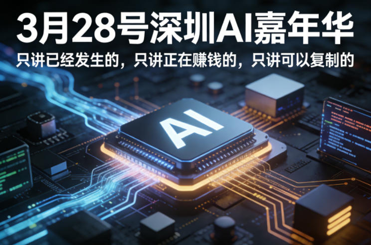 3月28号深圳AI嘉年华，只讲已经发生的，只讲正在賺钱的，只讲可以复制的-专注互联网轻创业轻推网创