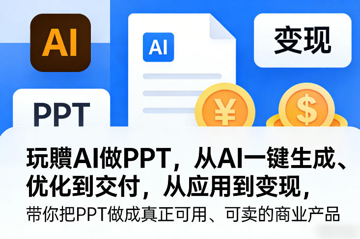 玩賺AI做PPT，从AI一键生成、优化到交付，从应用到变现，带你把PPT做成真正可用、可卖的商业产品(更新0401)-专注互联网轻创业轻推网创