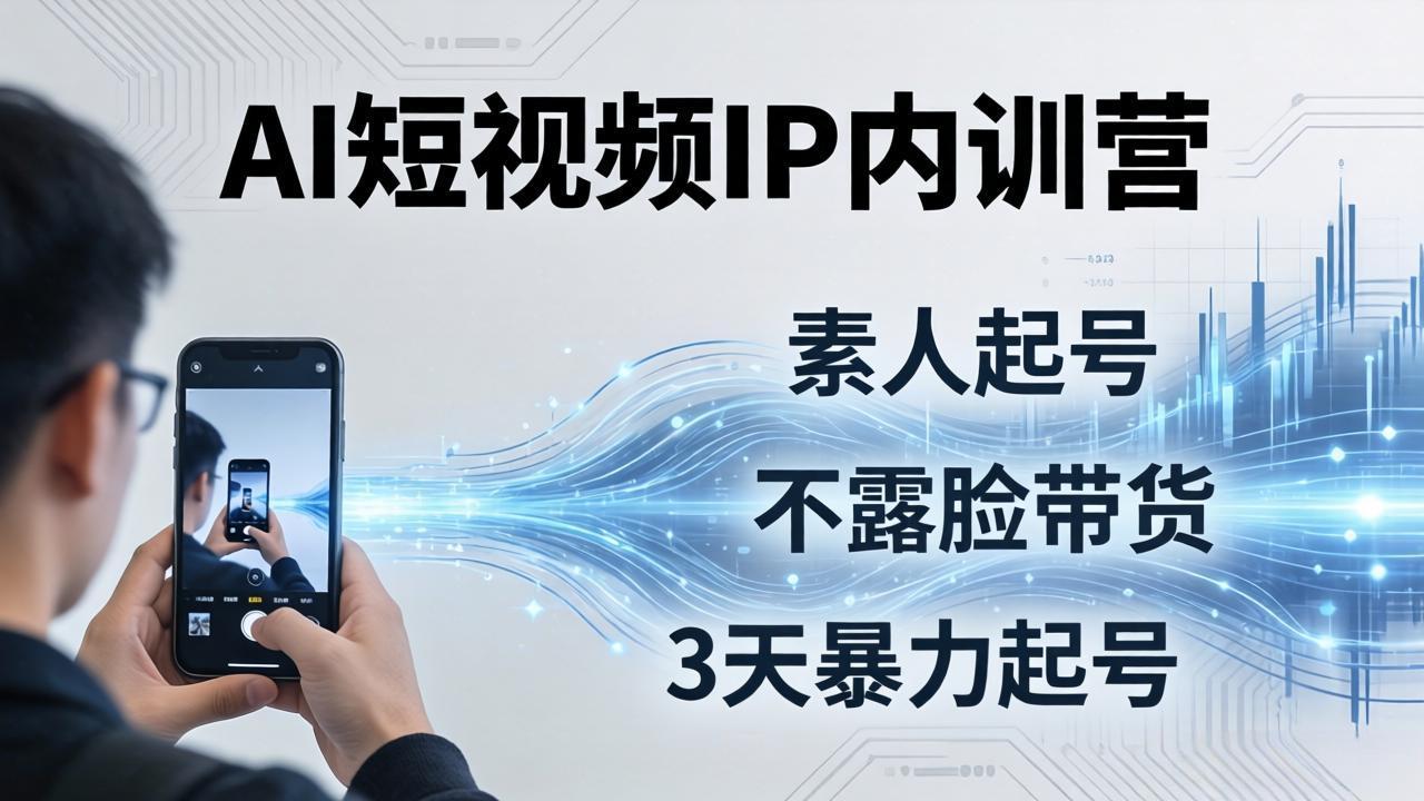 2026AI短视频IP内训营：从素人起号到不露脸带货，3天暴力起号全流程拆解-专注互联网轻创业轻推网创