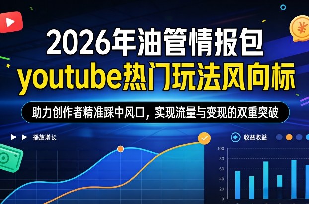 2026年油管情报包，youtube热门玩法风向标，助力创作者精准踩中风口，实现流量与变现的双重突破(更新0330)-专注互联网轻创业轻推网创