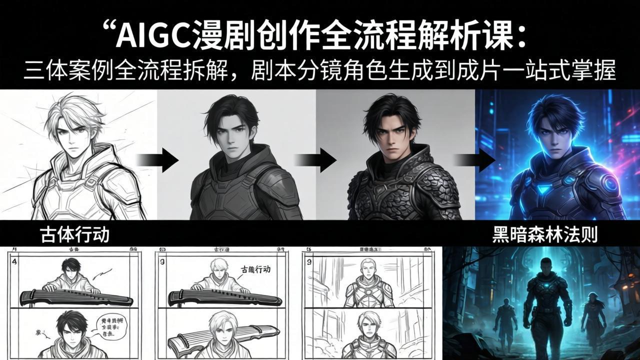 AIGC漫剧创作全流程解析课：三体案例全流程拆解，剧本分镜角色生成到成片一站式掌握-专注互联网轻创业轻推网创