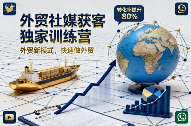 外贸社媒获客独家训练营，外贸新模式，快速做外贸(更新26年3月)-专注互联网轻创业轻推网创