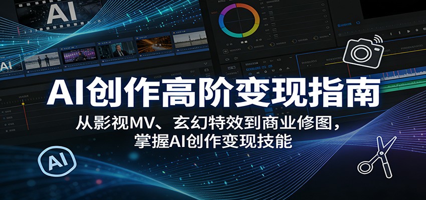 AI创作高阶变现指南:从影视MV、玄幻特效到商业修图,掌握AI创作变现技能-专注互联网轻创业轻推网创