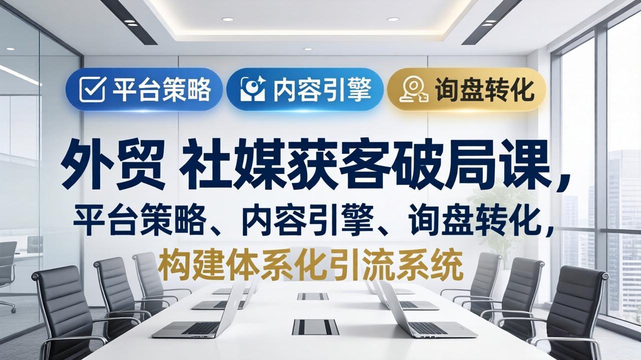 外贸 社媒获客破局课，平台策略、内容引擎、询盘转化，构建体系化引流系统(更新26年3月-专注互联网轻创业轻推网创