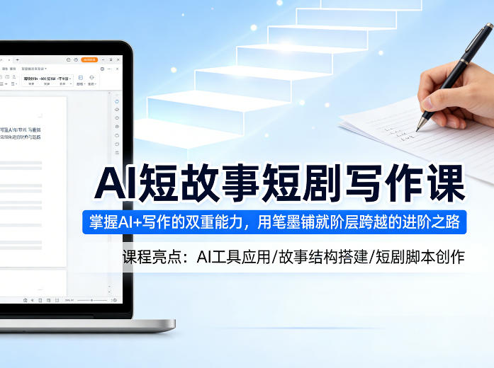 AI短故事短剧写作课，掌握AI+写作的双重能力，用笔墨铺就阶层跨越的进阶之路-专注互联网轻创业轻推网创