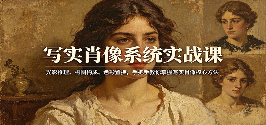 写实肖像系统实战课：光影推理、构图构成、色彩置换，手把手教你掌握写实肖像核心方法-专注互联网轻创业轻推网创
