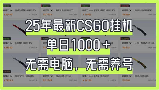 （14178期）25年最新CSGO挂机系统，单日1000+，无需电脑，无需养号，0基础可上手-专注互联网轻创业轻推网创
