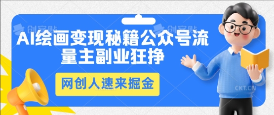 AI绘画变现秘籍：公众号流量主副业狂挣，网创人速来掘金-专注互联网轻创业轻推网创
