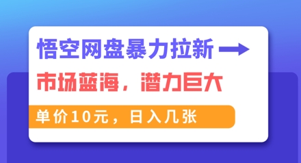 悟空网盘暴力拉新:一单10元,市场空白,日入几张-专注互联网轻创业轻推网创