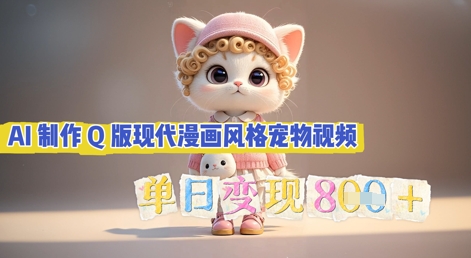 AI制作Q版现代漫画风格宠物视频，单日变现几张-专注互联网轻创业轻推网创