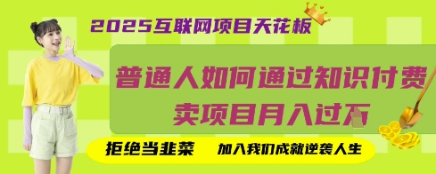 2025互联网项目天花板，普通人如何通过知识付费卖项目月入过W，拒绝当韭菜【揭秘】-专注互联网轻创业轻推网创