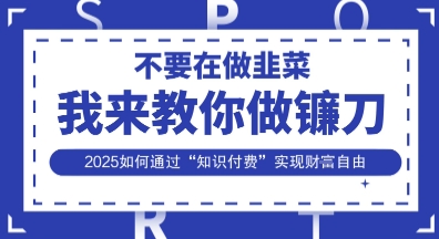 韭菜生涯终结者，我来教你做镰刀，2025如何通过“知识付费”实现财F自由【揭秘】-专注互联网轻创业轻推网创