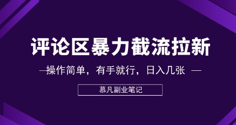 评论区暴力截流拉新：捡钱项目，操作简单，有手就行，日入几张-专注互联网轻创业轻推网创